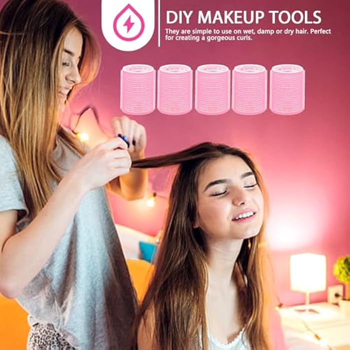 Uonlytech 6pcs Self Grip Rollers Salon Hair Dressing Curlers Large Hair Rollers Self- adhesive Plastic Hair Curlers DIY Curly Curlers Hairstyle Tools 3. 6cm (Random Color) - Image 5